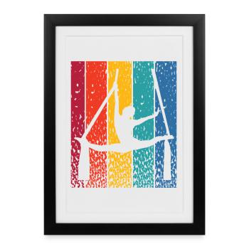 Tissu vertical Acrobaties aériennes vintage Soie aérienne - Affiche encadrée (27 × 37 cm) - noir - Devant