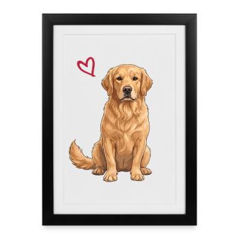 Golden retriever - Affiche encadrée (27 × 37 cm) - noir - Devant