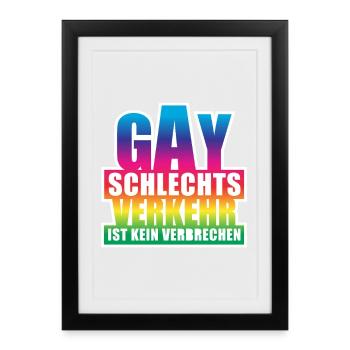Gay schlechtsverkehr  / Lustiges Wortspiel, Pride - Gerahmtes Poster (27 × 37 cm) - Schwarz - Vorne