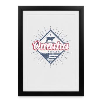 Souvenir des États-Unis à Omaha City, Nebraska - Affiche encadrée (27 × 37 cm) - noir - Devant