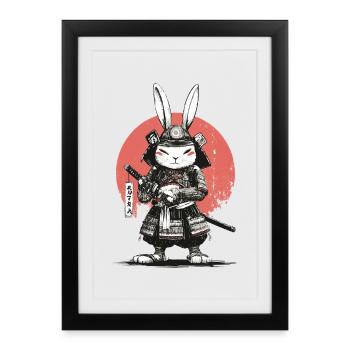 Samurai Rabbit in Armor with Katana - Framed poster (27 × 37 cm) - black - Front