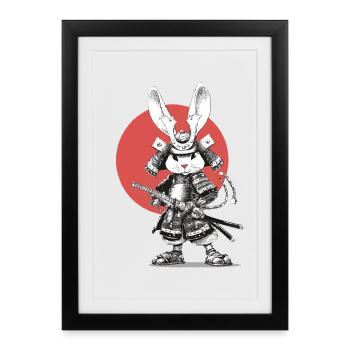 Samurai Rabbit in Armor with Katana - Framed poster (27 × 37 cm) - black - Front