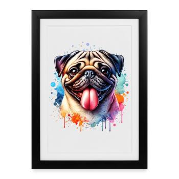 Pug Motif - Framed poster (27 × 37 cm) - black - Front