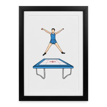 Funny Trampoline Kid - Framed poster (27 × 37 cm) - black - Front