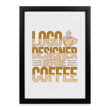 Logo Designer Before Brand Designer Coffee Lover - Framed poster (27 × 37 cm) - black - Front