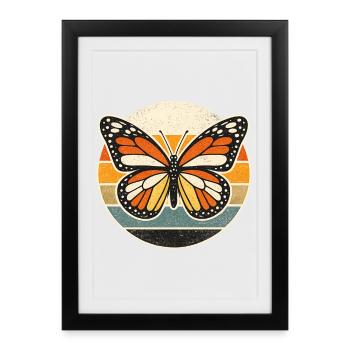 Butterfly Retro Sunset - Framed poster (27 × 37 cm) - black - Front