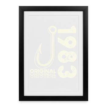 43e anniversaire cadeau Pêcheur pêcheur 1983 - Affiche encadrée (27 × 37 cm) - noir - Devant