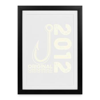 Cadeau pour le 14e anniversaire Pêcheur Pêcheur 2012 - Affiche encadrée (27 × 37 cm) - noir - Devant