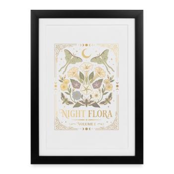 Motifs de la nuit fleurit de la lune - Affiche encadrée (27 × 37 cm) - noir - Devant