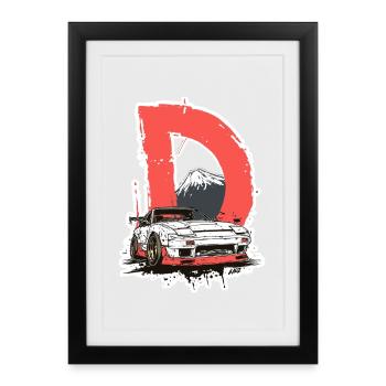 D Drift Mount Fuji Car Graphic - Framed poster (27 × 37 cm) - black - Front