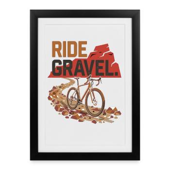Vélo de gravier Aventure tout-terrain - Affiche encadrée (27 × 37 cm) - noir - Devant