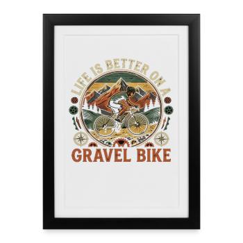 Montagnes d’aventure de vélo de gravier - Affiche encadrée (27 × 37 cm) - noir - Devant
