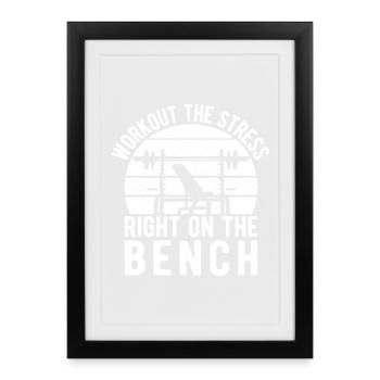 Powerlifting Bodybuilder Workout The Stress Gym - Gerahmtes Poster (27 × 37 cm) - Schwarz - Vorne