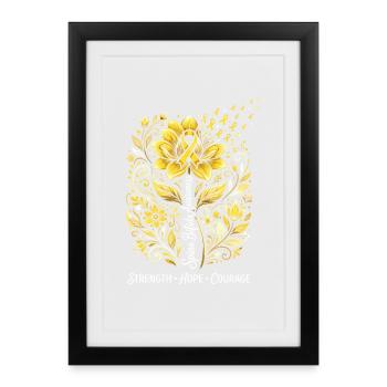 Golden Flower Wreath Strength Hope Courage - Framed poster (27 × 37 cm) - black - Front