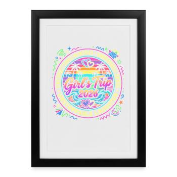 Voyage entre filles 2026 – Amitié inoubliable - Affiche encadrée (27 × 37 cm) - noir - Devant
