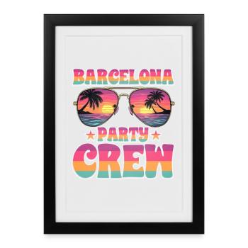 Barcelone Party Crew - Affiche encadrée (27 × 37 cm) - noir - Devant