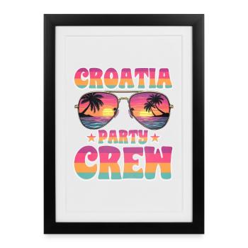 Croatia Party Crew - Framed poster (27 × 37 cm) - black - Front