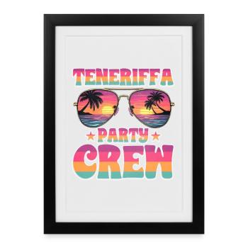 Tenerife Party Crew - Affiche encadrée (27 × 37 cm) - noir - Devant