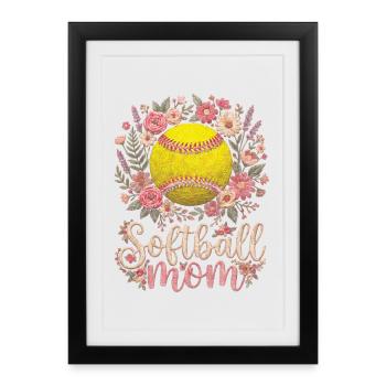 Maman de softball fleuriste Maman - Affiche encadrée (27 × 37 cm) - noir - Devant