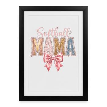 Softball Mama Coquette Léopard Bow - Affiche encadrée (27 × 37 cm) - noir - Devant