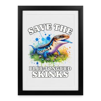Sauvez le scinque à langue bleue - Affiche encadrée (27 × 37 cm) - noir - Devant