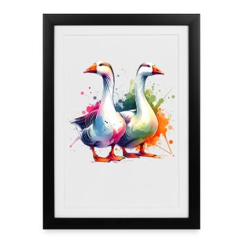 Emdengans Embden Goose - Gerahmtes Poster (27 × 37 cm) - Schwarz - Vorne