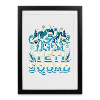 Équipe Yéti : Monstre de neige d’hiver drôle - Affiche encadrée (27 × 37 cm) - noir - Devant