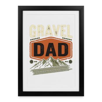 Dad Bike Gravel Dad Bike Dad Biker Cadeau - Affiche encadrée (27 × 37 cm) - noir - Devant