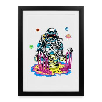Trippy Astronaut Melting Rainbow Space Slime Art - Framed poster (27 × 37 cm) - black - Front