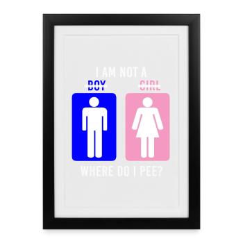 Non-Binary Where Do I Pee Gender Identity Graphic - Framed poster (27 × 37 cm) - black - Front