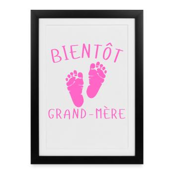 Bientôt Grand-Mère Pieds Roses - Affiche encadrée (27 × 37 cm) - noir - Devant