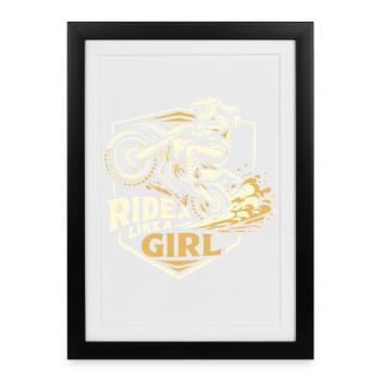 Roulez comme une fille - Affiche encadrée (27 × 37 cm) - noir - Devant