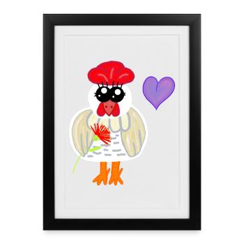 Mother's Day Birthday Chicken Hen Heart - Framed poster (27 × 37 cm) - black - Front