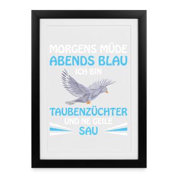 Taubenflüsterer brieftaubenzucht Taubenzüchter - Gerahmtes Poster (27 × 37 cm) - Schwarz - Vorne