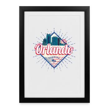 Orlando, Floride aux États-Unis, États-Unis Design - Affiche encadrée (27 × 37 cm) - noir - Devant
