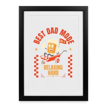 Cadeau de chariot à bière pour la fête des pères Meilleure mode papa - Affiche encadrée (27 × 37 cm) - noir - Devant