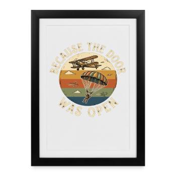 Avion pilote vintage de parachutisme - Affiche encadrée (27 × 37 cm) - noir - Devant