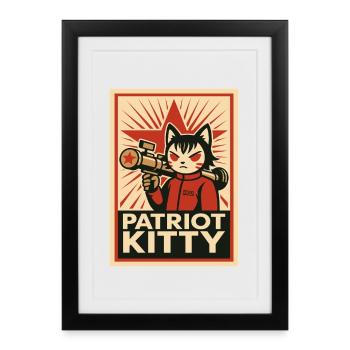 Art de la fusée Patriot Kitty - Affiche encadrée (27 × 37 cm) - noir - Devant