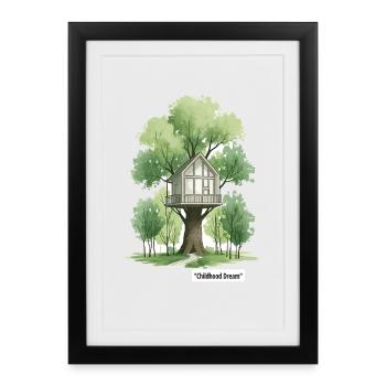 Treehouse in the Woods - Framed poster (27 × 37 cm) - black - Front
