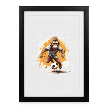 Équipe de football des singes - Affiche encadrée (27 × 37 cm) - noir - Devant