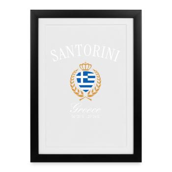 Souvenir de voyage de la couronne de Santorin, Grèce - Affiche encadrée (27 × 37 cm) - noir - Devant