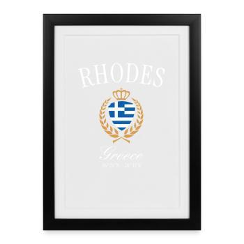 Rhodes Greece Coat of Arms Crown – Travel Souvenir - Framed poster (27 × 37 cm) - black - Front