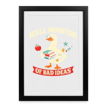 Oie avec de l’humour scolaire - Affiche encadrée (27 × 37 cm) - noir - Devant