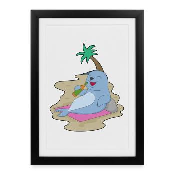 Seal Bottle of Beer - Framed poster (27 × 37 cm) - black - Front
