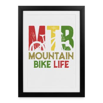 Vie VTT Graphique rétro Vie VTT - Affiche encadrée (27 × 37 cm) - noir - Devant