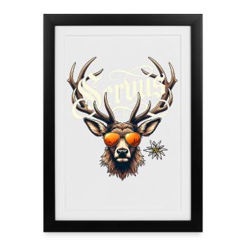 Trachtenshirt Herren Trachten T-Shirt Servus - Framed poster (27 × 37 cm) - black - Front