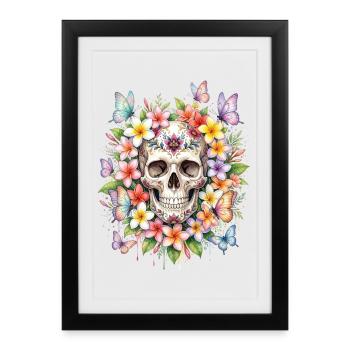 Fleur de crâne de plumeria - Affiche encadrée (27 × 37 cm) - noir - Devant