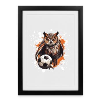 Équipe de football Owl - Affiche encadrée (27 × 37 cm) - noir - Devant