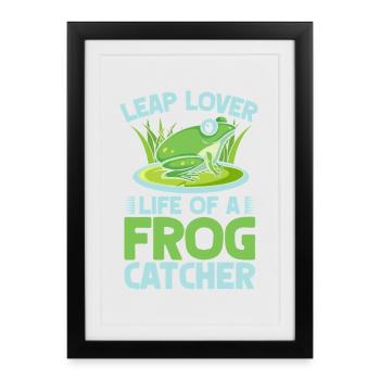 Frog Catcher Leap Lover Frog - Framed poster (27 × 37 cm) - black - Front
