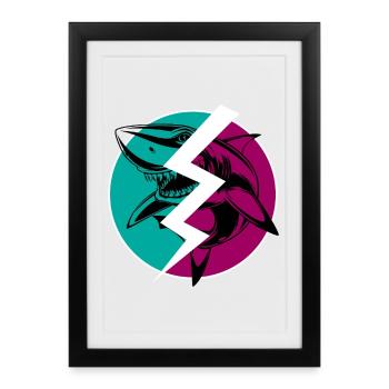 Electric Split Shark - Framed poster (27 × 37 cm) - black - Front